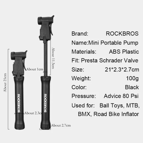 31b6b2bd2b29a55be868a0acb94e0ce1.webp Mini Portable Bicycle Pump L21cm W2.3cm H2.7cm